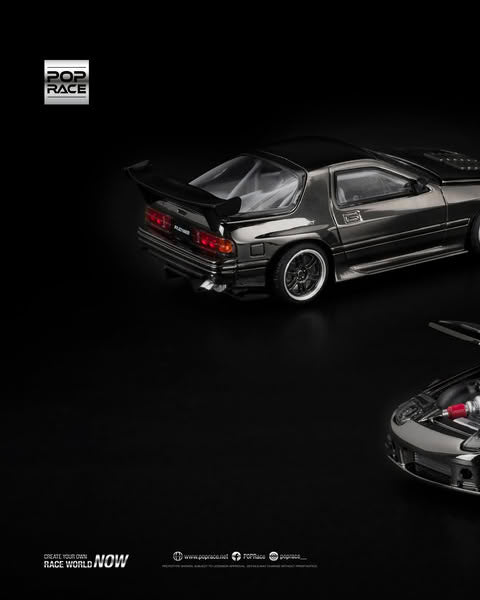 Sắp ra mắt Quý 01/2026 mô hình xe POPRACE 1:64 MAZDA RX7 FC3S RE-AMEMIYA DARK CHROME PRDC-008