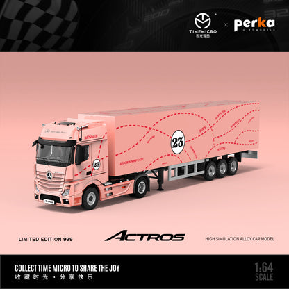 [PRE-SALE 08/2025] Mô hình xe Time Micro 1/64 xe tải cứu hộ Scania và Actros Pink Pig