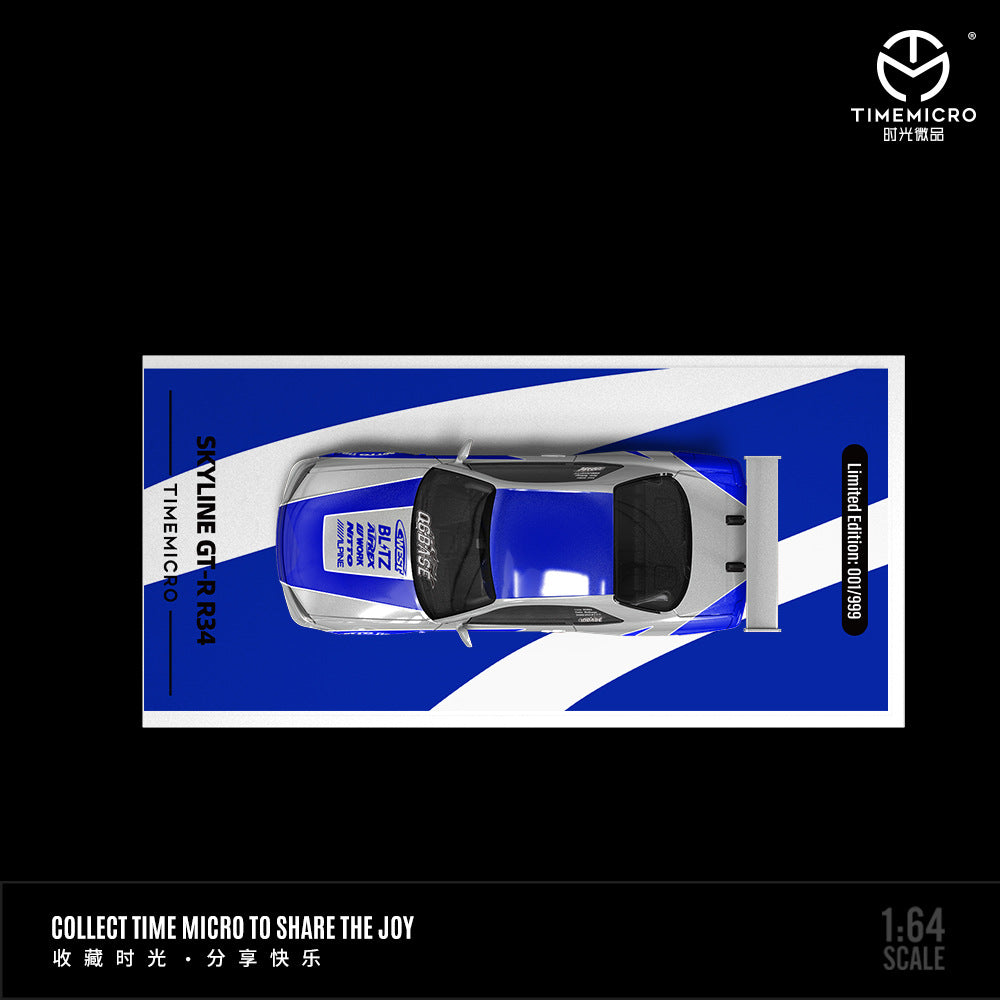 [PRE-SALE 09/2025] Mô hình xe Time Micro 1/64 Skyline GT-R R34