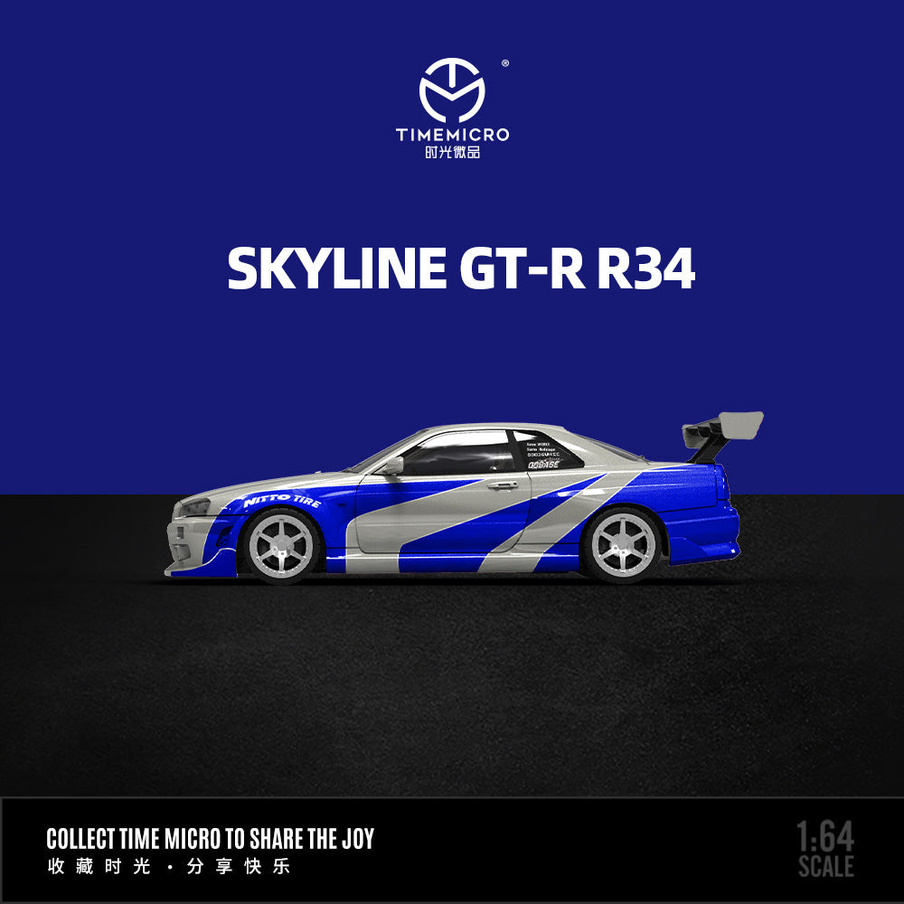 [PRE-SALE 09/2025] Mô hình xe Time Micro 1/64 Skyline GT-R R34