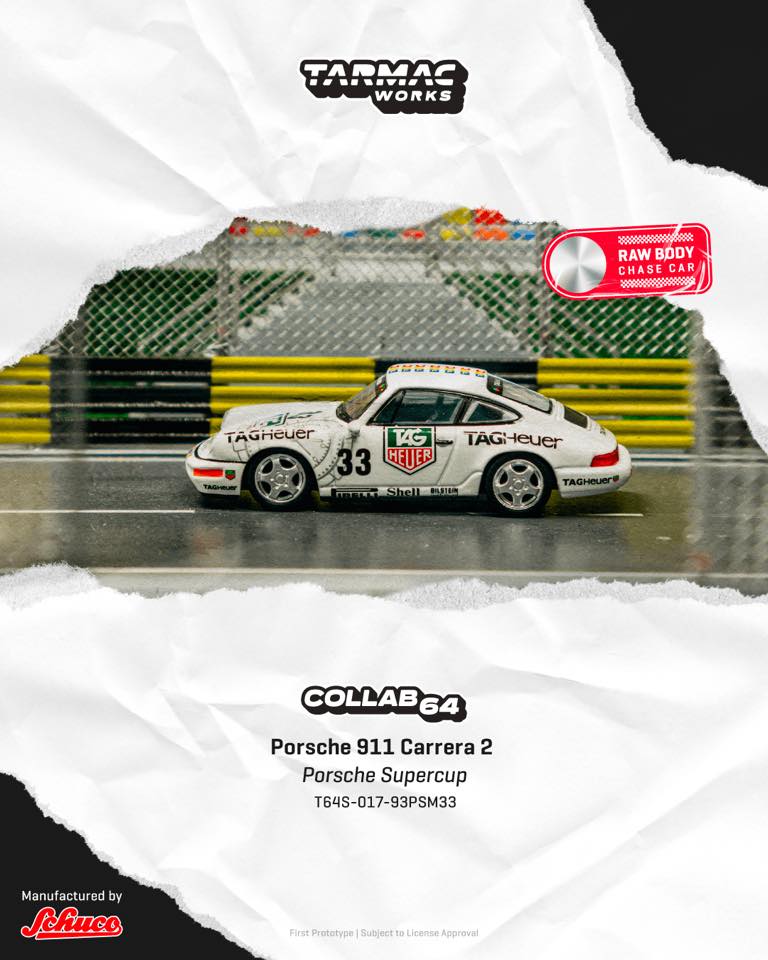 [PRE-ORDER] Mô hình xe Tarmac 1:64 Collab with Schuco, Porsche 911 Carrera 2 Monaco 1993 Winner T64S-017-93PSM33