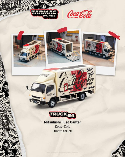 [PRE-ORDER] Mô hình xe Tarmac 1:64 Mitsubishi Fuso Canter COCA- COLA T64T-TL002-CC