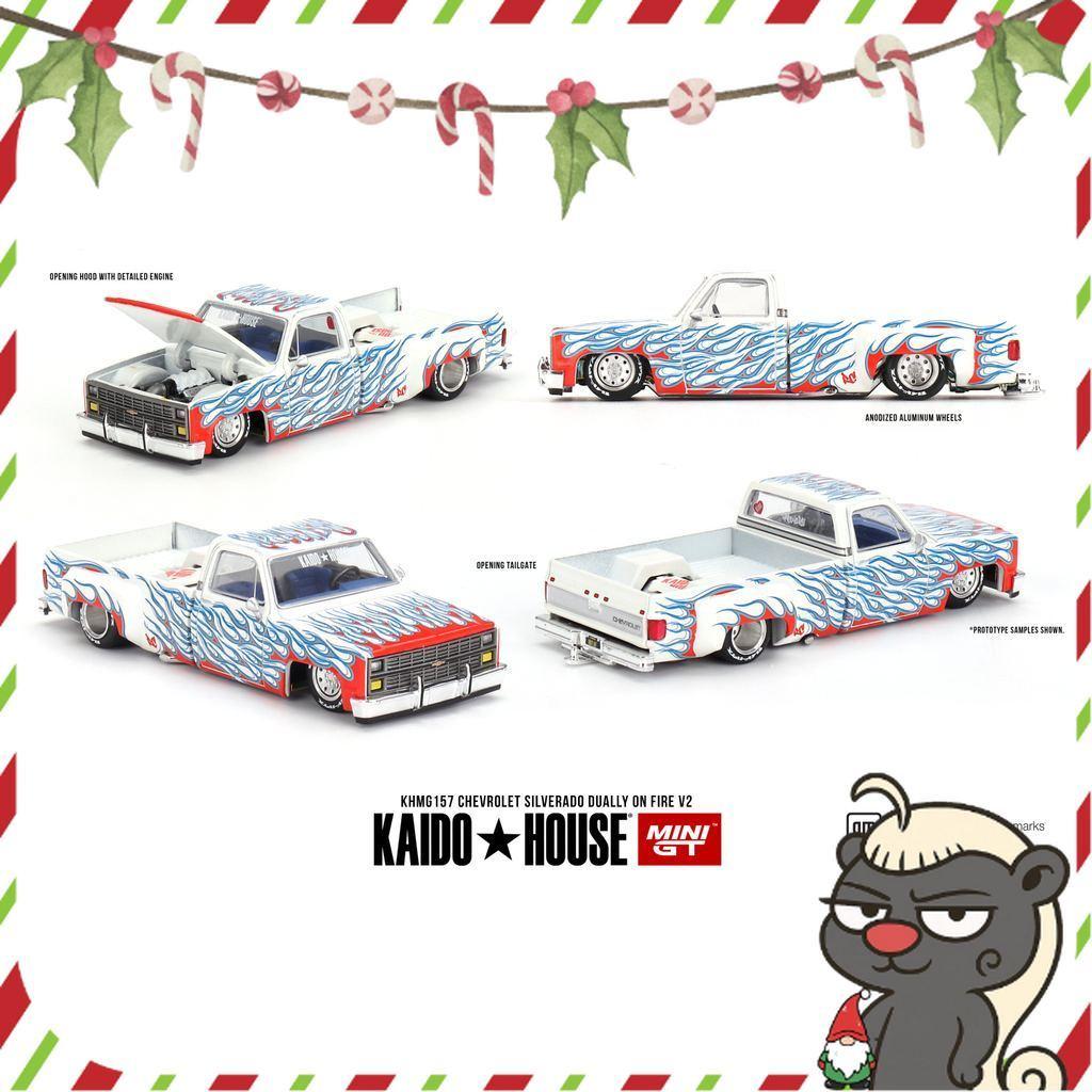 [HÀNG CÓ SẴN] Mô hình xe KAIDO HOUSE 1:64 CHEVROLET SILVERADO DUALLY ON FIRE V2 KHMG157