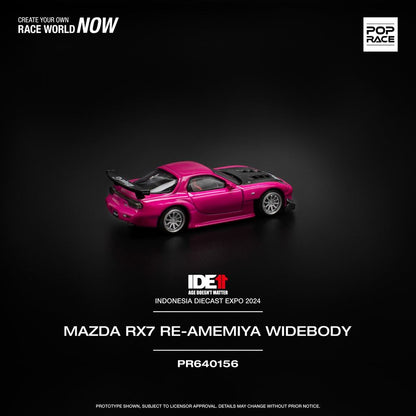 [HÀNG CÓ SẴN] Inbox shop  Mô hình xe POPRACE 1:64 Mazda RX7 RE-Amemiya Widebody - Pink IDE2024 PR640156