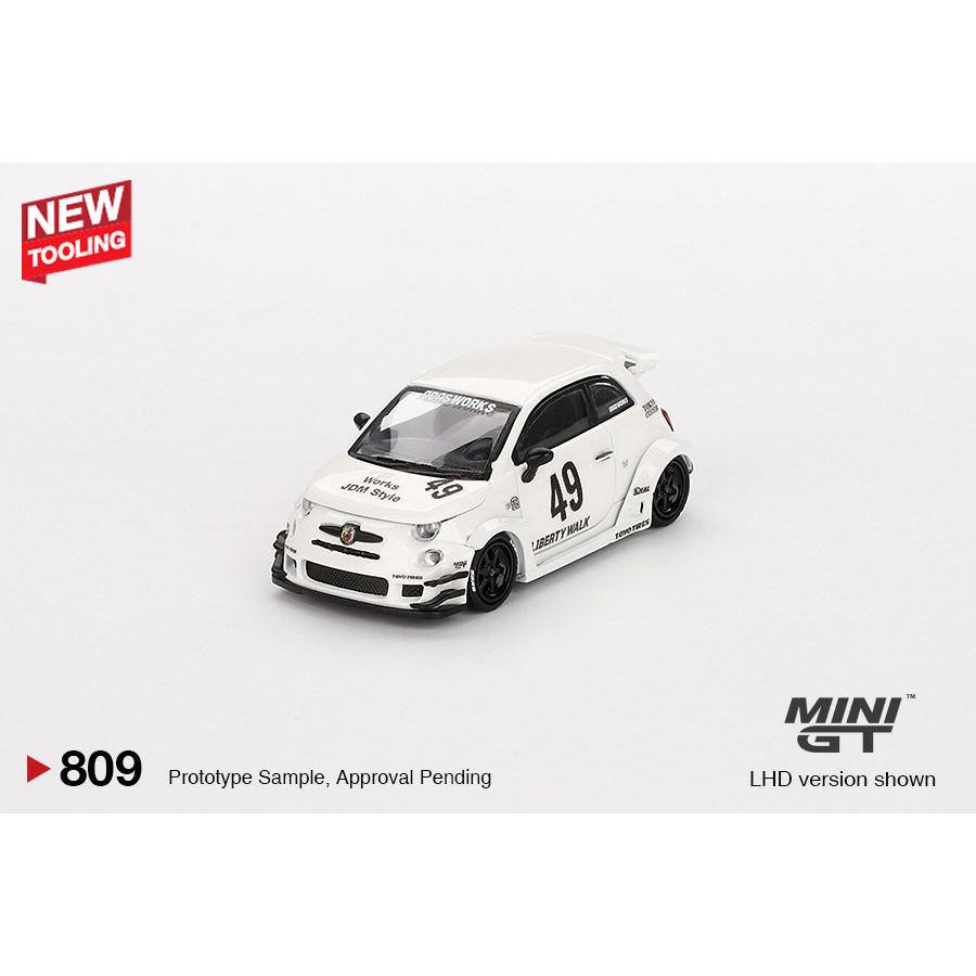 [HÀNG CÓ SẴN] Mocus Mô hình xe Mini GT 1:64 LB-WORKS x Abas Works ABARTH 595 Gara White 809