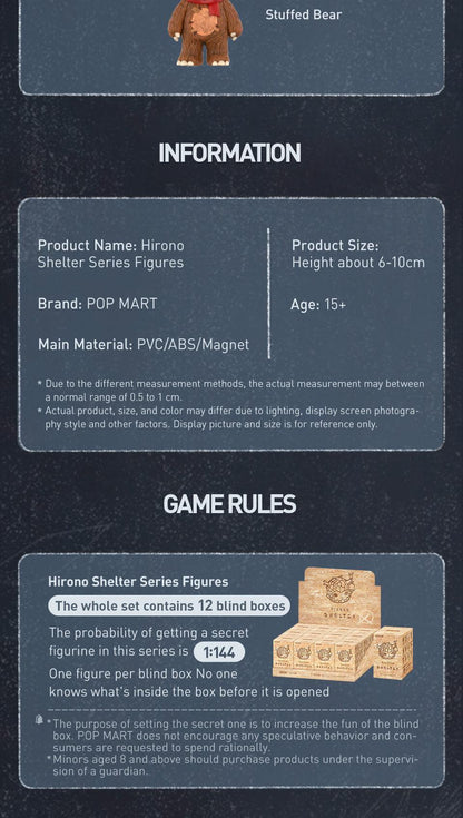 POP MART Hirono Shelter Series Figures Birthday Gift Kid Toy