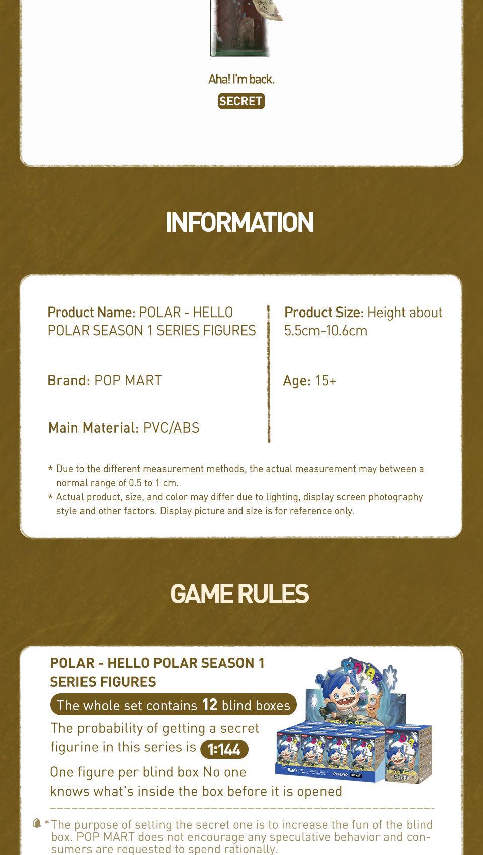 POP MART POLAR - HELLO POLAR Season 1 Series Figures Blind Box Action Toys Figure Birthday Gift Kid Toy