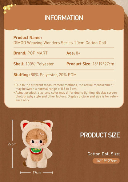 Pop MART DIMOO Dệt Wonders Series Búp bê Cotton-20cm
