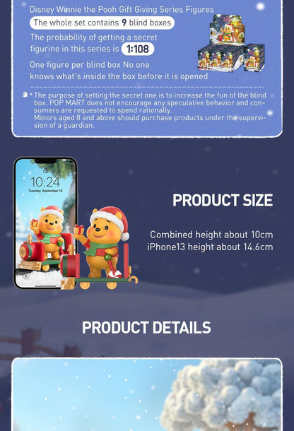 POP MART Disney Winnie the Pooh Gift Giving Series Figures Blind Box Action Toys Figure Birthday Gift Kid Toy