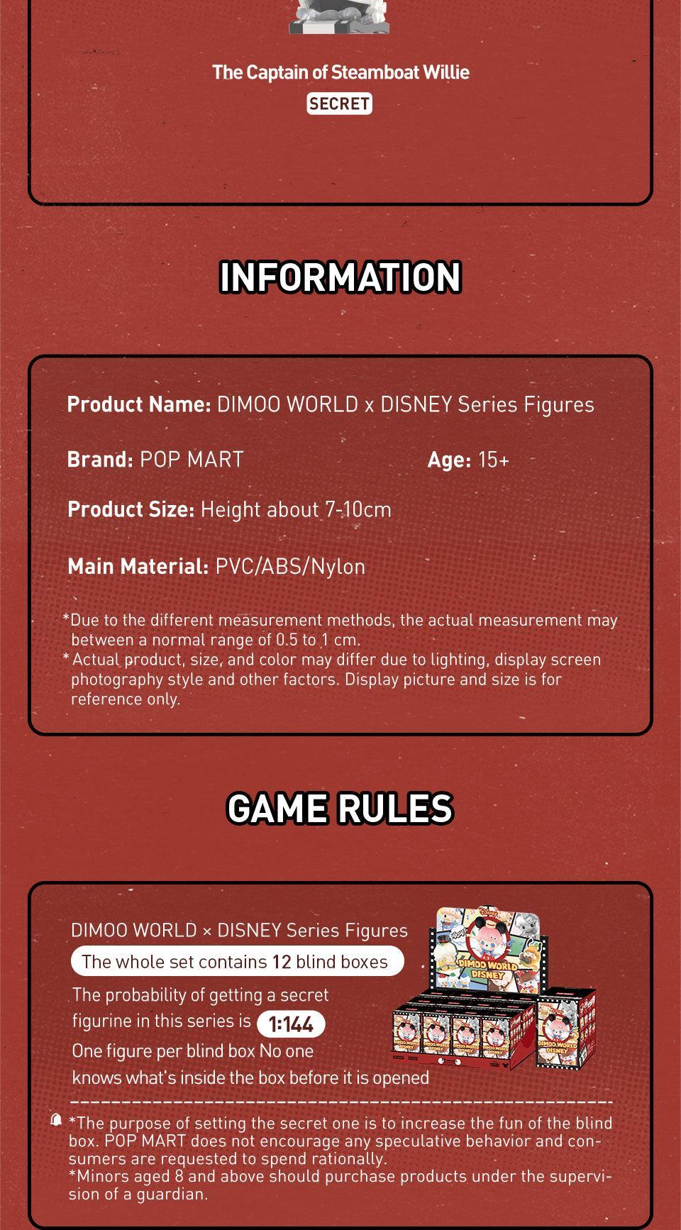 POP MART DIMOO WORLD × DISNEY Series Figures Blind Box Action Toys Figure Birthday Gift Kid Toy