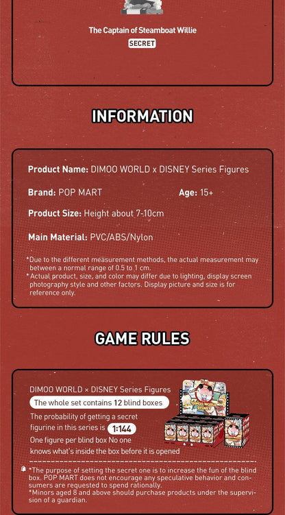 POP MART DIMOO WORLD × DISNEY Series Figures Blind Box Action Toys Figure Birthday Gift Kid Toy