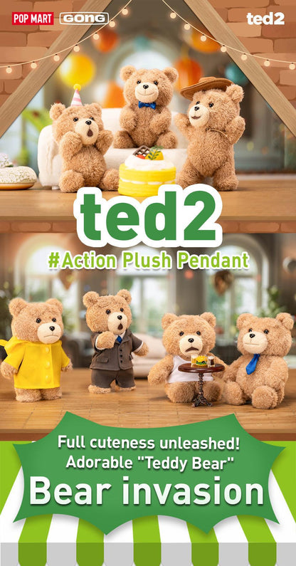 POP MART Ted2 Teddy Bear Action Plush Pendant Blind Box