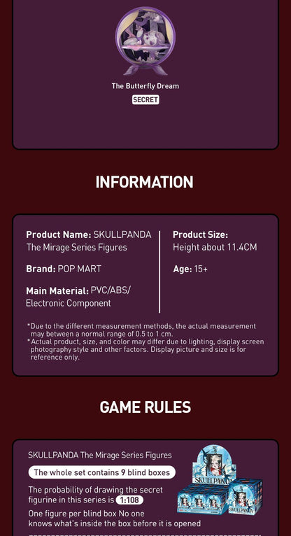 POP MART SKULLPANDA The Mirage Series Figures Blind Box Action Toys Figure Birthday Gift Kid Toy