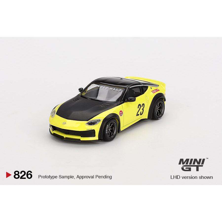 [HÀNG CÓ SẴN] Mocus Mô hình xe Mini GT 1:64 Nissan Z LBNATION WORKS Ikazuchi Yellow 826