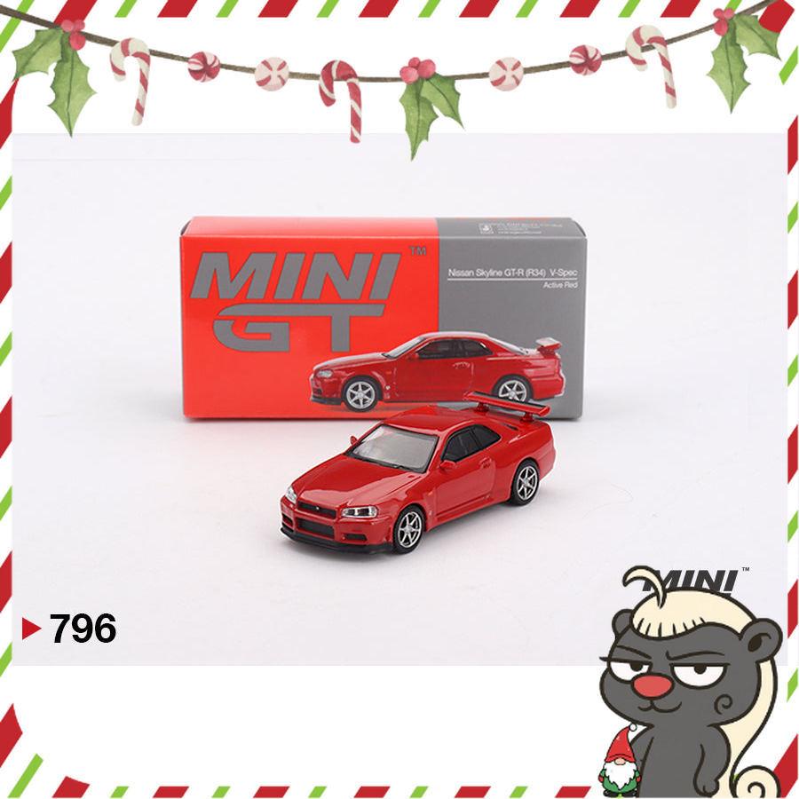 [HÀNG CÓ SẴN] Mocus Mô hình xe Mini GT 1:64 Nissan Skyline GT-R (R34) V-Spec Active Red 796