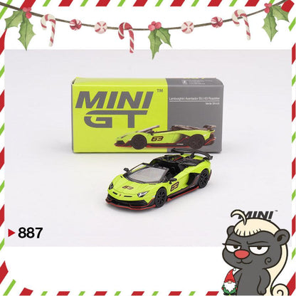 [HÀNG CÓ SẴN] Mocus Mô hình xe Mini GT 1:64 Lamborghini Aventador SVJ 63 Roadster Verde Shock 887