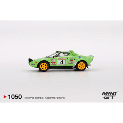 [HÀNG CÓ SẴN] Mocus Mô hình xe Mini GT 1:64 Lancia Stratos HF #4 1979 Spanish Rally Champion 1050
