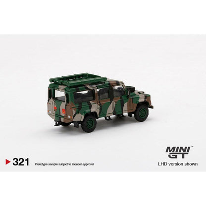 [HÀNG CÓ SẴN] Mocus Mô hình xe Mini GT 1:64 Land Rover Defender 110 Malaysian Army 321