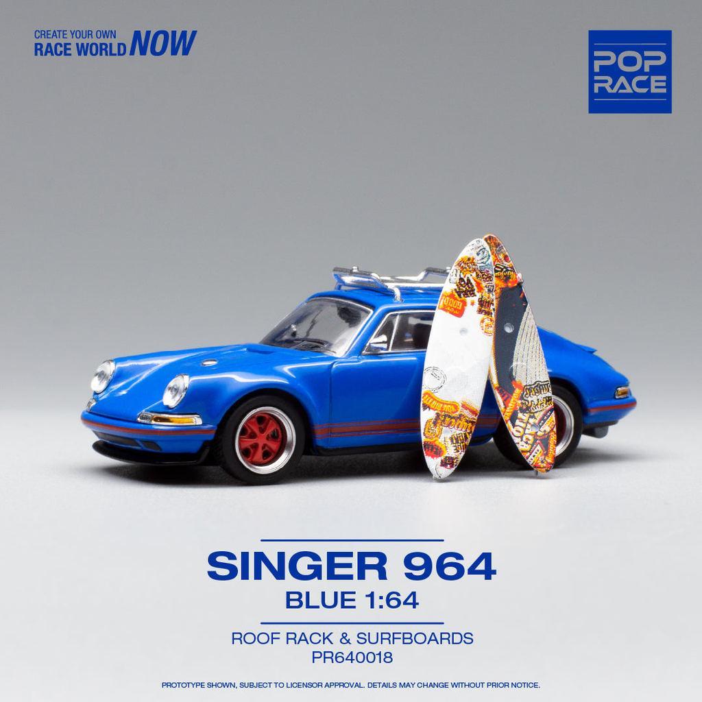 [HÀNG CÓ SẴN] Mô hình xe POPRACE 1:64 SINGER 964 BLUE WITH WAKEBOARD PR640018
