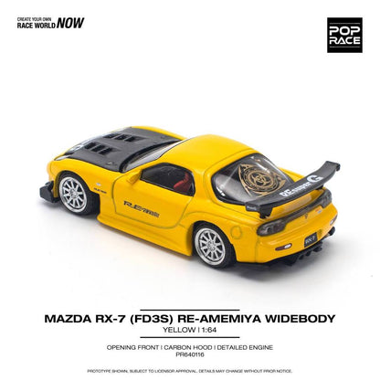 [HÀNG CÓ SẴN] Mô hình xe POPRACE 1:64 MAZDA RX-7 (FD3S) RE-AMEMIYA WIDEBODY YELLOW PR640116