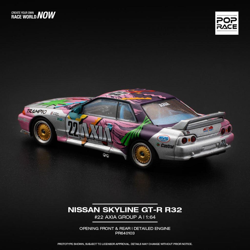 [HÀNG CÓ SẴN] Mô hình xe POPRACE 1:64 NISSAN SKYLINE GT-R R32 22 AXIA GROUP A PR640103