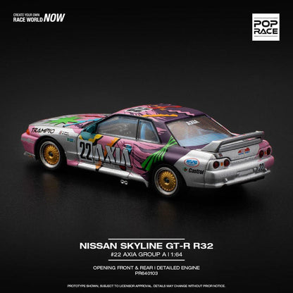 [HÀNG CÓ SẴN] Mô hình xe POPRACE 1:64 NISSAN SKYLINE GT-R R32 22 AXIA GROUP A PR640103