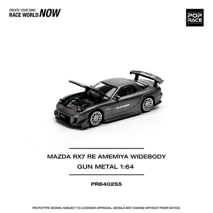 [HÀNG CÓ SẴN] Mô hình xe POPRACE 1:64 MAZDA RX7 RE-AMEMIYA - GUN METAL PR640255