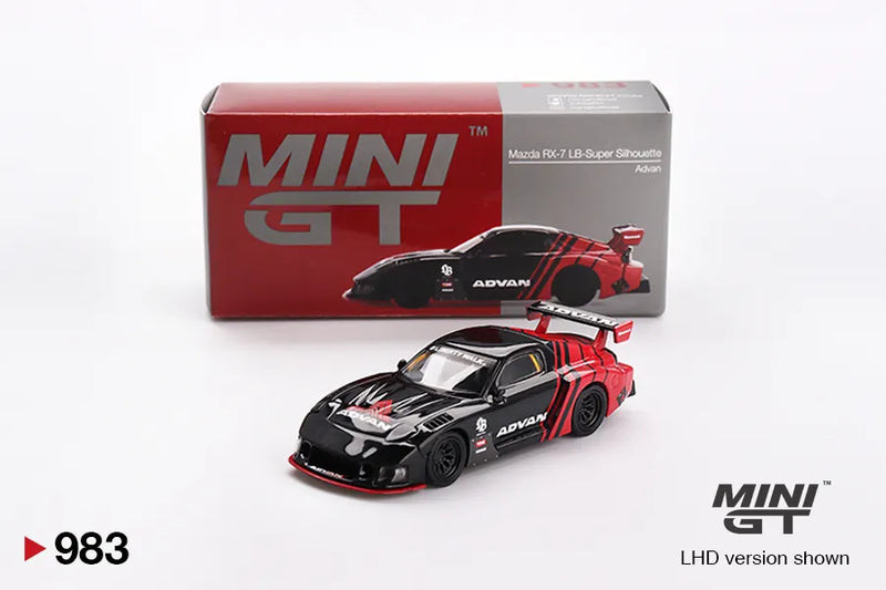 Mô hình xe Mazda RX 7 LB Super Silhouette Advan 1:64 Mini GT #983 Box