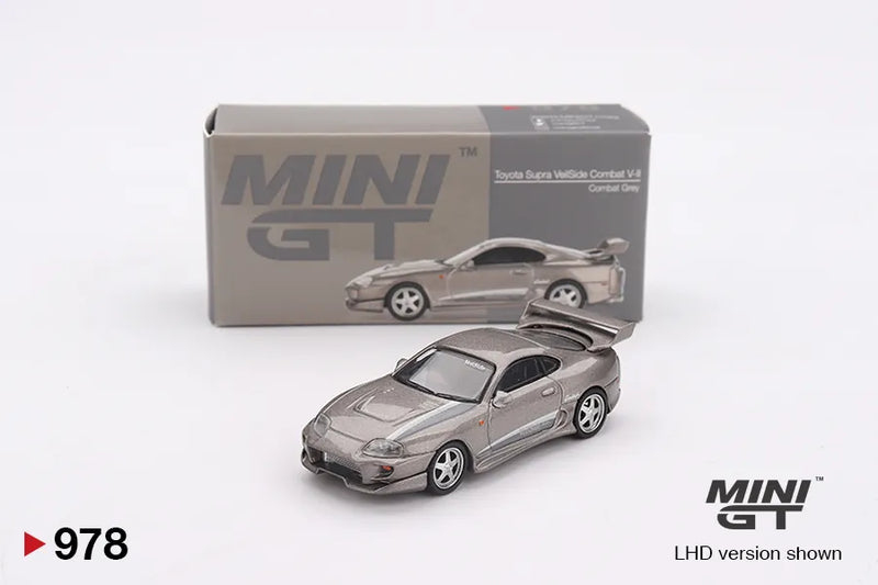 Mô hình xe Toyota Supra VeilSide Combat V II Combat Grey 1:64 Mini GT #978 Box