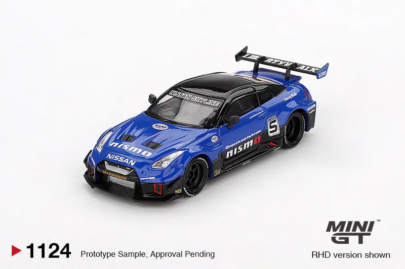 Mô hình xe LB Silhouette WORKS GT NISSAN 35GT RR 2 Blue 1:64 Mini GT #1124 Box