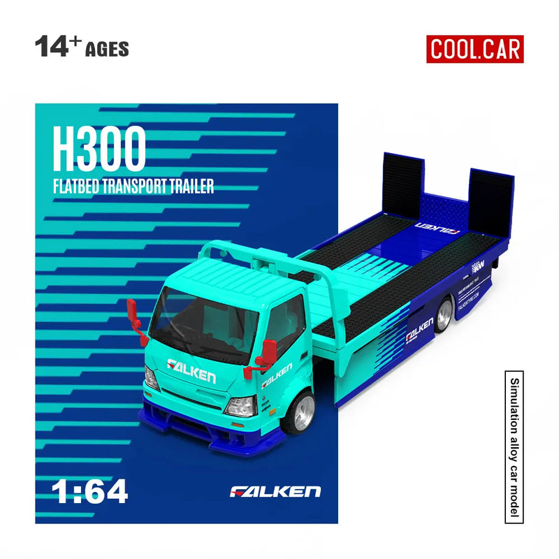 COOL CAR 1:64 Xe tải sàn phẳng H300 FALKEN Bản thường | Mô hình xe mã CC647232