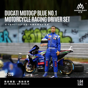 MOREART 1:64 Tay Đua Ducati MotoGP Blue No.1 và Mô Tô Bản có Figure | Mô hình nhân vật mã MO222223