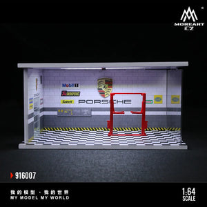 MOREART 1:64 Sa bàn Garage Porsche | Mô hình Diorama mã MO916007