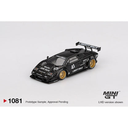 [Bán lượt mua trước] Sắp ra mắt tháng 11 2025 Mô hình xe MINI GT 1/64 LAMBORGHINI COUNTACH LB-WORKS BLACK MGT01081