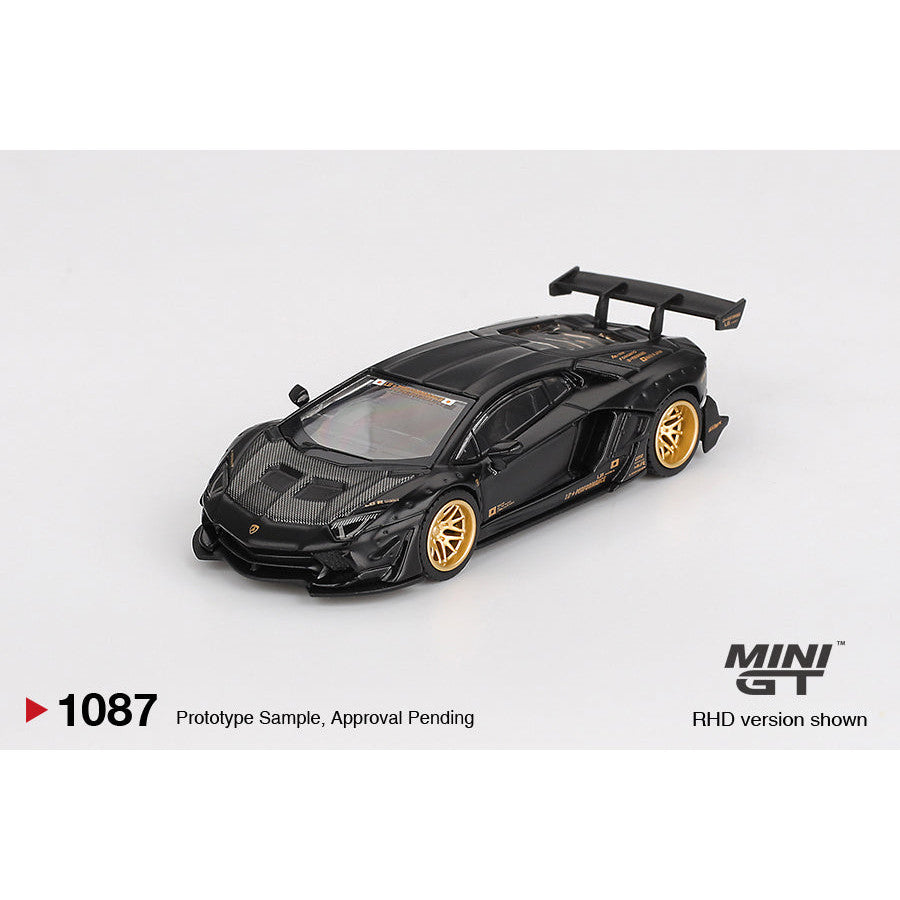 [Bán lượt mua trước] Sắp ra mắt tháng 11 2025 Mô hình xe Mini GT 1:64 LB WORKS Lamborghini Aventador Black MGT01087