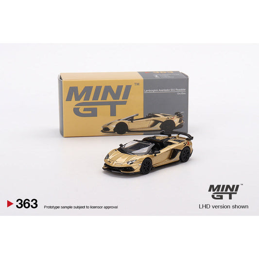 [HÀNG CÓ SẴN] Mô hình xe Mini GT 1:64 Box Version LAMBORGHINI AVENTADOR SVJ ROADSTER ORO ELIOS MGT00363