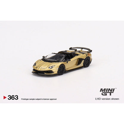[HÀNG CÓ SẴN] Mô hình xe Mini GT 1:64 Box Version LAMBORGHINI AVENTADOR SVJ ROADSTER ORO ELIOS MGT00363