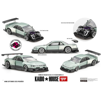 [Mocus Bán lượt mua trước] Sắp ra mắt tháng 12/2025 Mô Hình Xe Mini GT x Kaido House 1:64 Nissan SILVIA  S13-R KHMG232