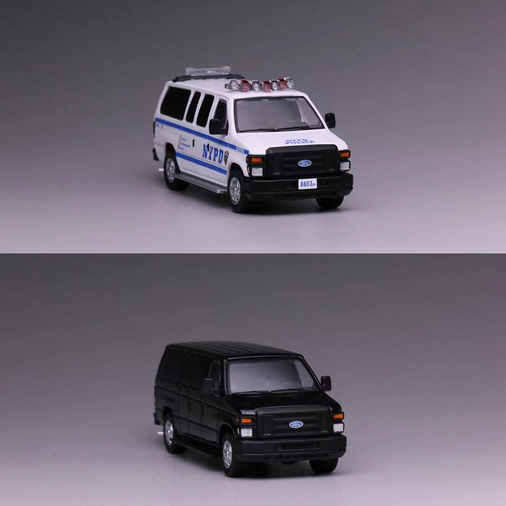 Mô hình xe 596 1:64 Ford E350 Van NYPD  Màu Đen Mặc Thường Phục Van