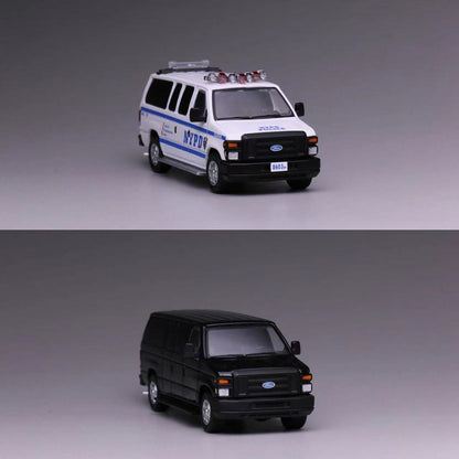 Mô hình xe 596 1:64 Ford E350 Van NYPD  Màu Đen Mặc Thường Phục Van