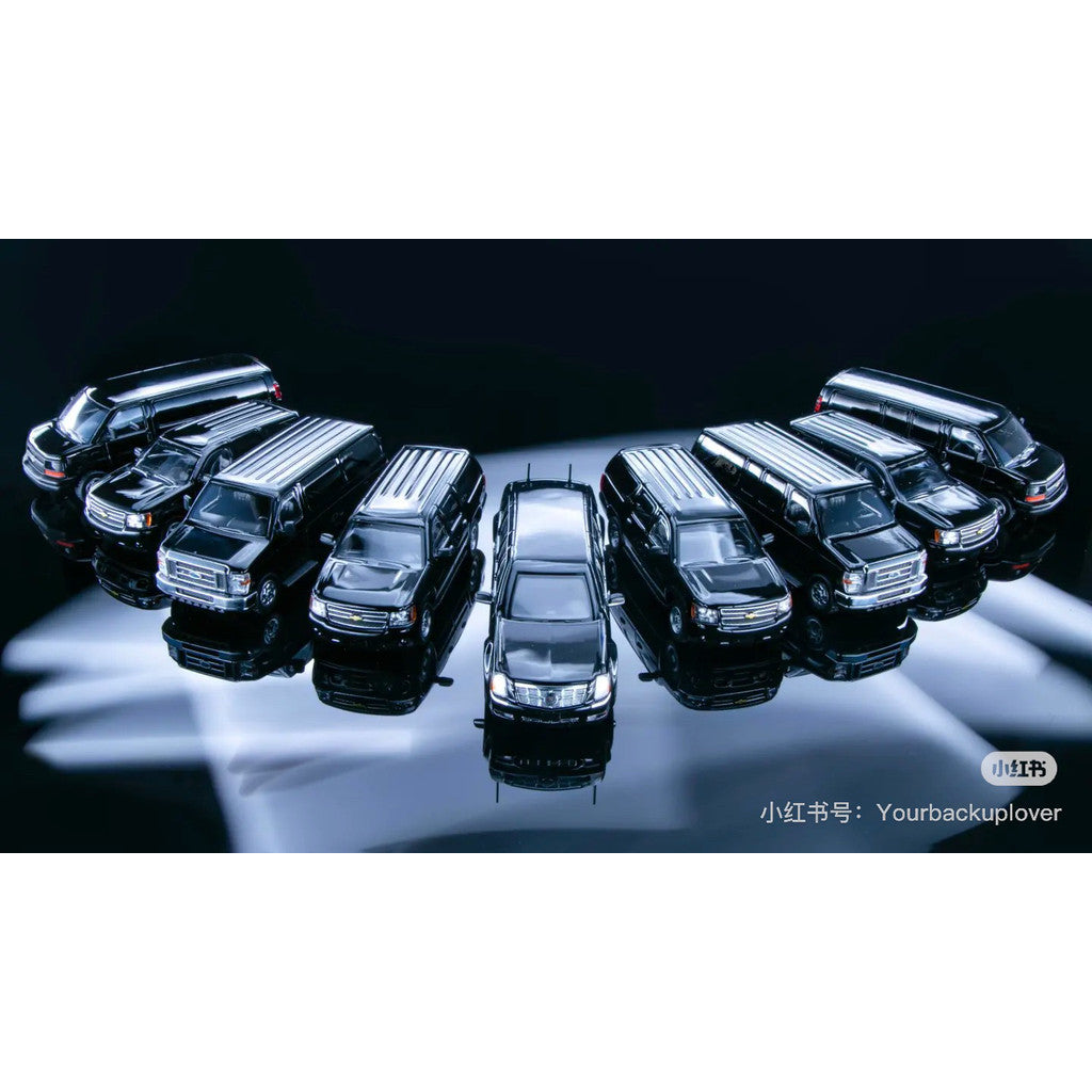 Mô hình xe 596 1:64 596 1/64 HEC Phiên Bản Triển Lãm Tổng Thống và Đội An Ninh Cadillac