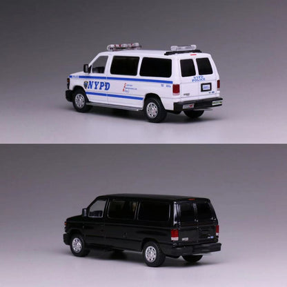 Mô hình xe 596 1:64 Ford E350 Van NYPD  Màu Đen Mặc Thường Phục Van
