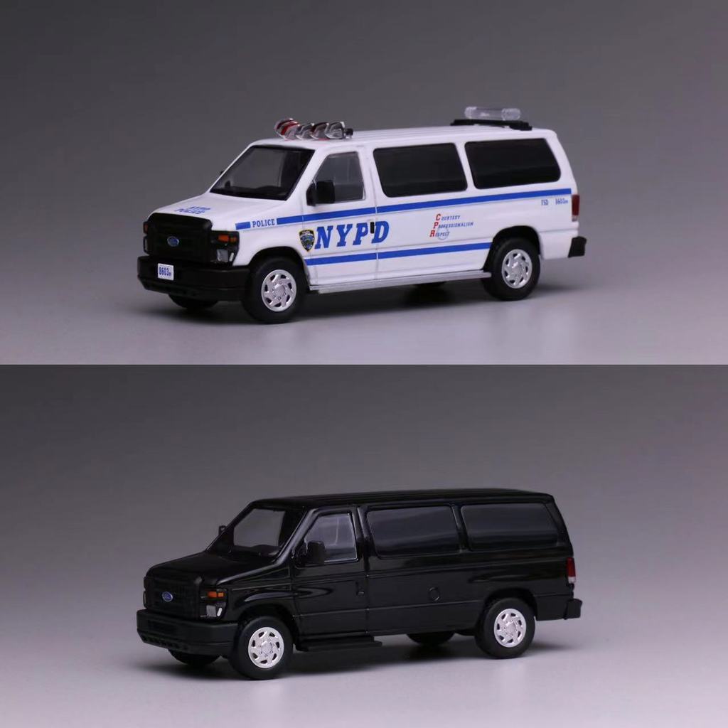 Mô hình xe 596 1:64 Ford E350 Van NYPD  Màu Đen Mặc Thường Phục Van