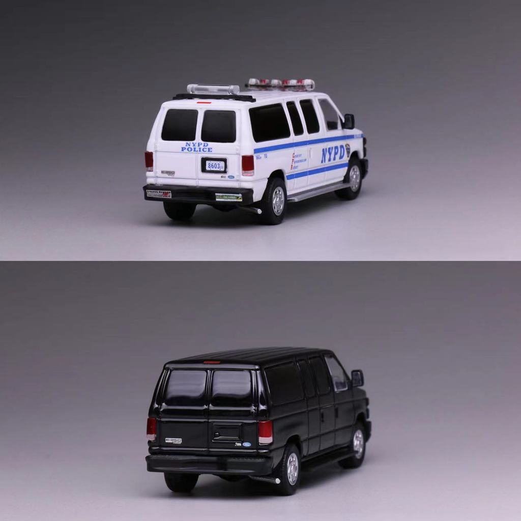 Mô hình xe 596 1:64 Ford E350 Van NYPD  Màu Đen Mặc Thường Phục Van