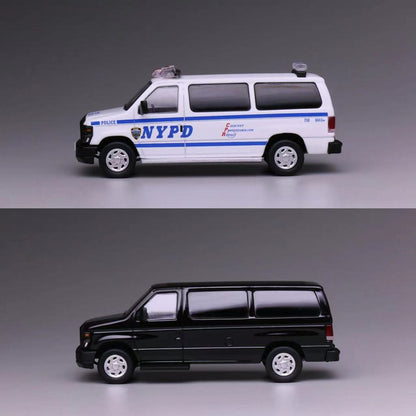 Mô hình xe 596 1:64 Ford E350 Van NYPD  Màu Đen Mặc Thường Phục Van