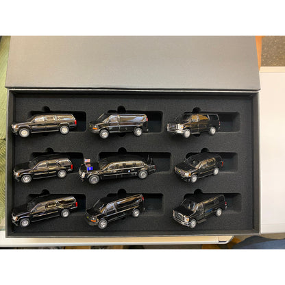 Mô hình xe 596 1:64 596 1/64 HEC Phiên Bản Triển Lãm Tổng Thống và Đội An Ninh Cadillac