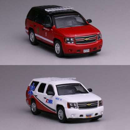 Mô hình xe 596 1:64 Chevrolet Tower River Mỹ Xe Cảnh Sát SUV Chicago, Sở Cứu Hỏa AMR Xe Cứu Thương