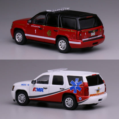 Mô hình xe 596 1:64 Chevrolet Tower River Mỹ Xe Cảnh Sát SUV Chicago, Sở Cứu Hỏa AMR Xe Cứu Thương