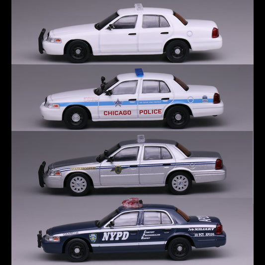 Mô hình xe 596 1:64 Xe Cảnh Sát Mỹ Ford Victoria CV Xe Cơ Bắp Cổ Điển