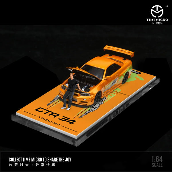Mô hình xe Nissan GTR34 Fast & Furious Paul Orange tỉ lệ 1:64
